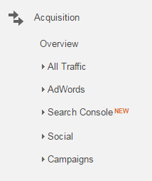 Acquisition reports of Google Analytics